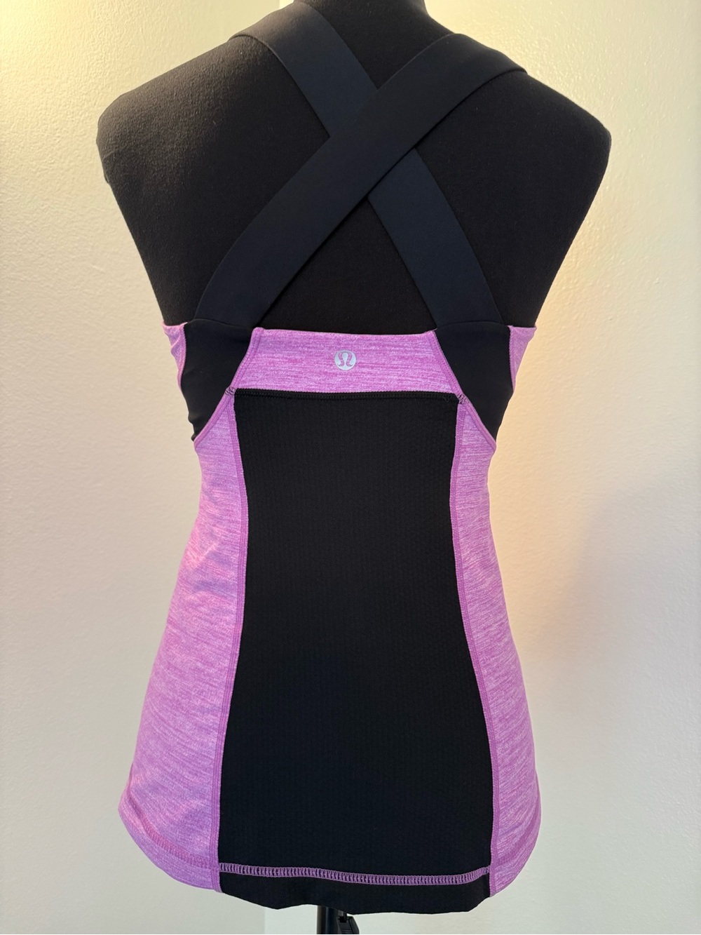 lululemon athletica Black & Purple Cross-Back women’s tank